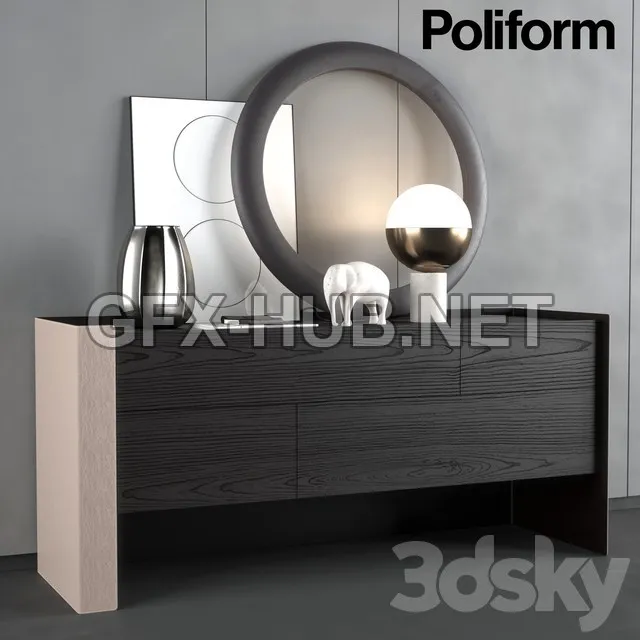 FURNITURE 3D MODELS – Chest of drawers Poliform Chloe night complements