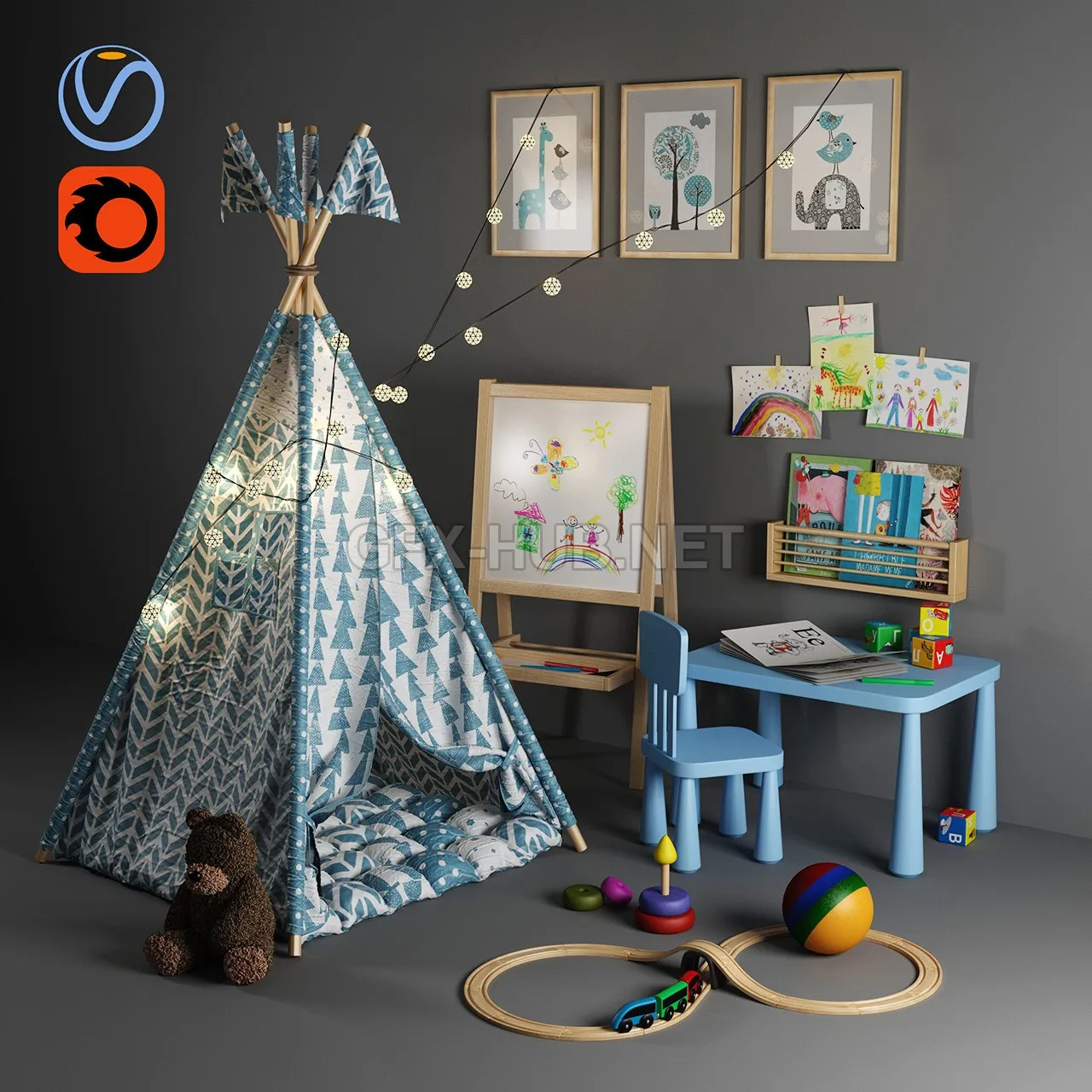 FURNITURE 3D MODELS – Children tent-tepee 39