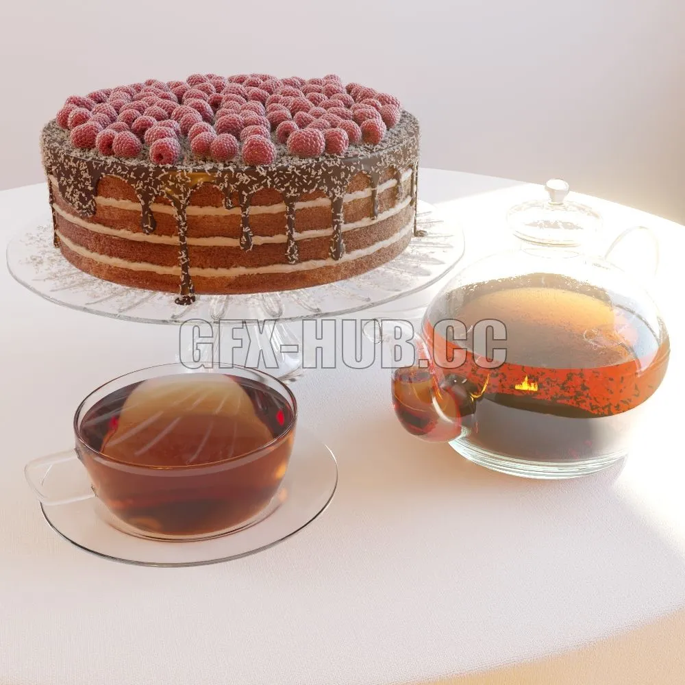 FURNITURE 3D MODELS – Chokolate cake with tea