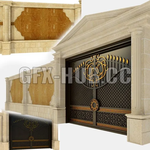 FURNITURE 3D MODELS – Classic gate with fence