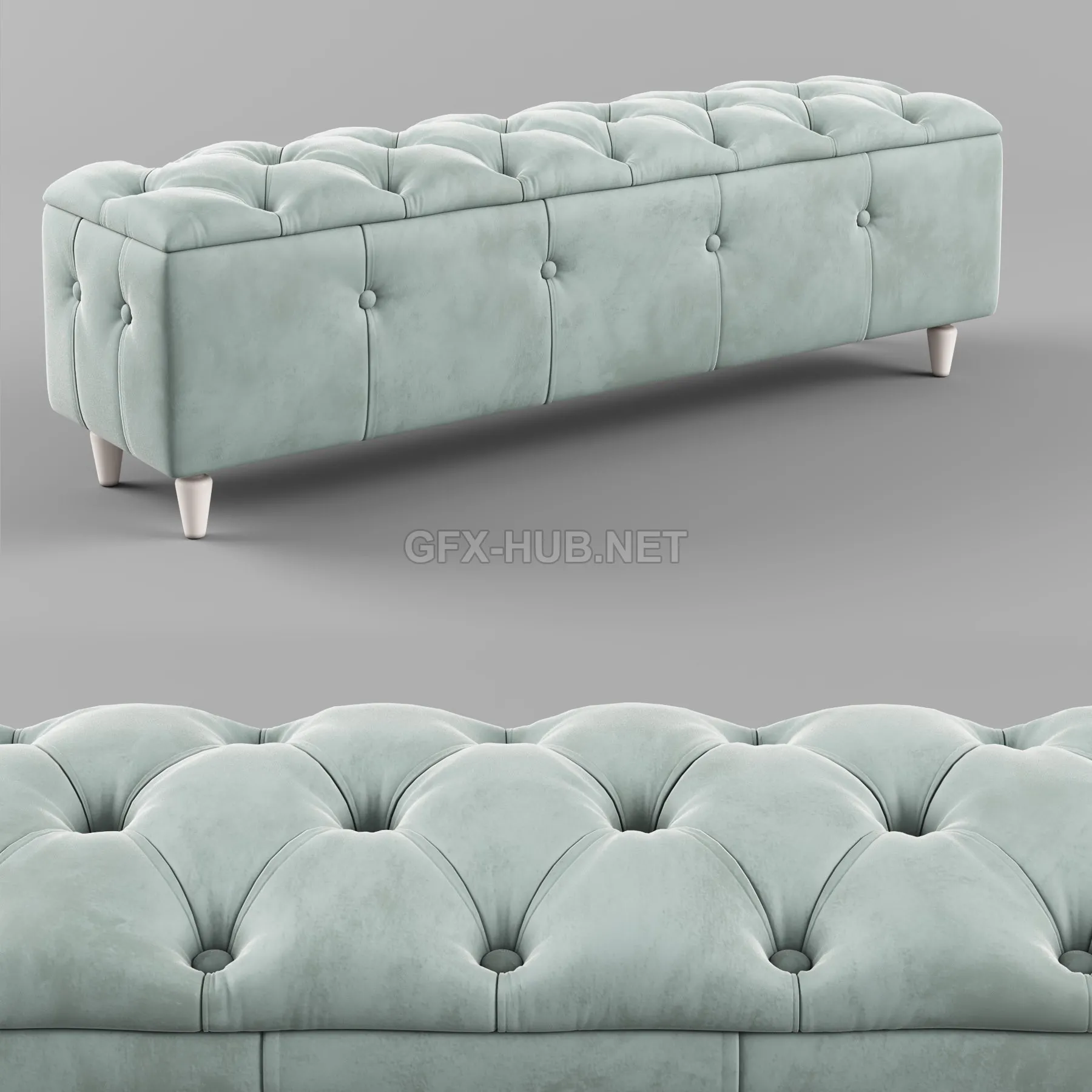 FURNITURE 3D MODELS – Classic Upholstered Fabric Pouf