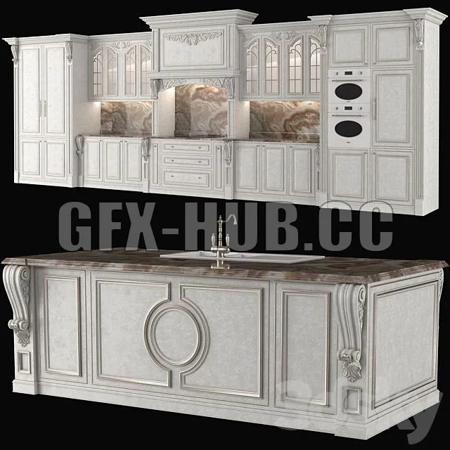 FURNITURE 3D MODELS – classical kitchen 3.fbx