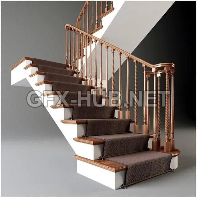 FURNITURE 3D MODELS – Classical staircase with carpet