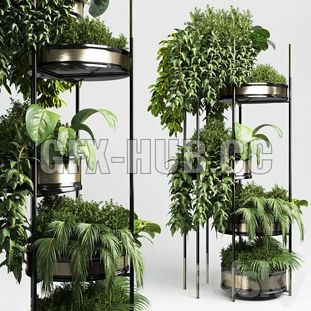 FURNITURE 3D MODELS – Collection Indoor Plant Plant Stairs Stand Metal Vase 10