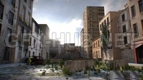 PBR Game 3D Model – City After War Exterior Scene