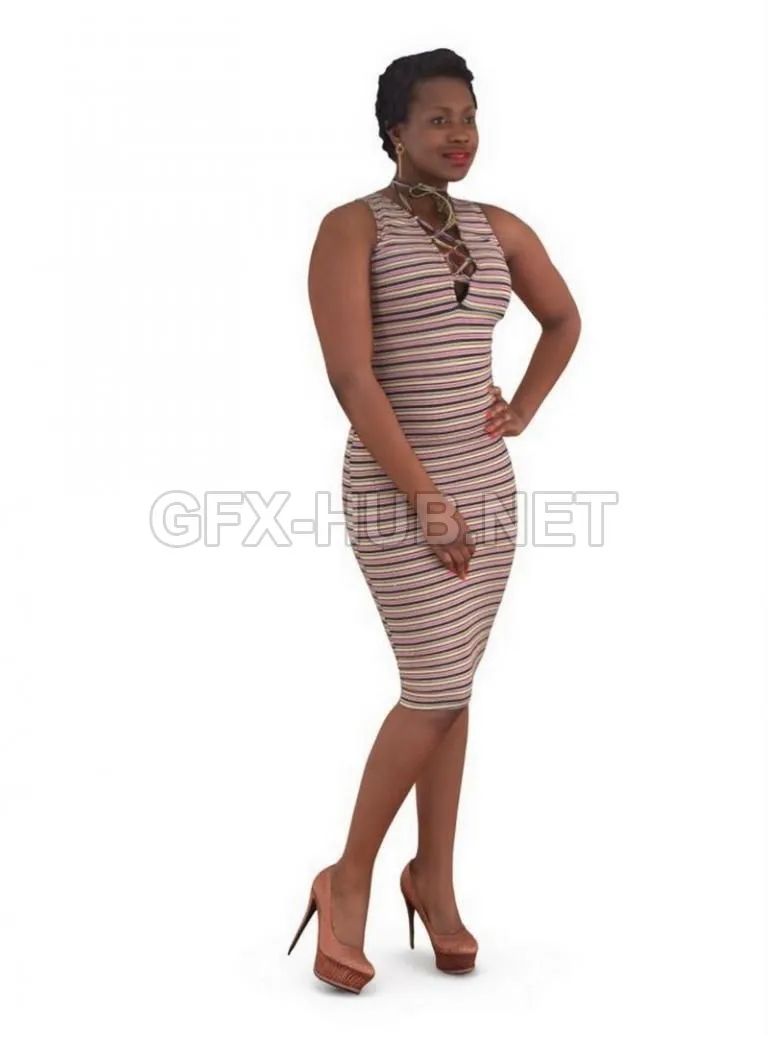 PBR Game 3D Model – City woman posing (model scanned)