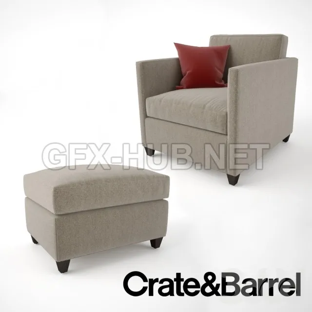 FURNITURE 3D MODELS – Crate and Barrel Dryden Chair and Ottoman