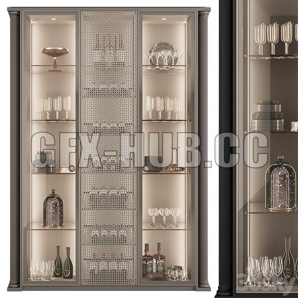 FURNITURE 3D MODELS – Cupboard with Dishes My Design N25