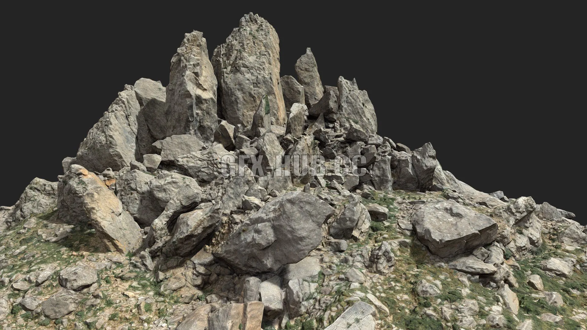 PBR Game 3D Model – Cliff Boulder Field Mountain