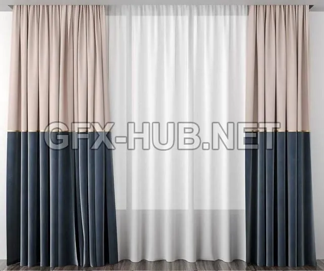 FURNITURE 3D MODELS – Curtains baked milk and gray-blue