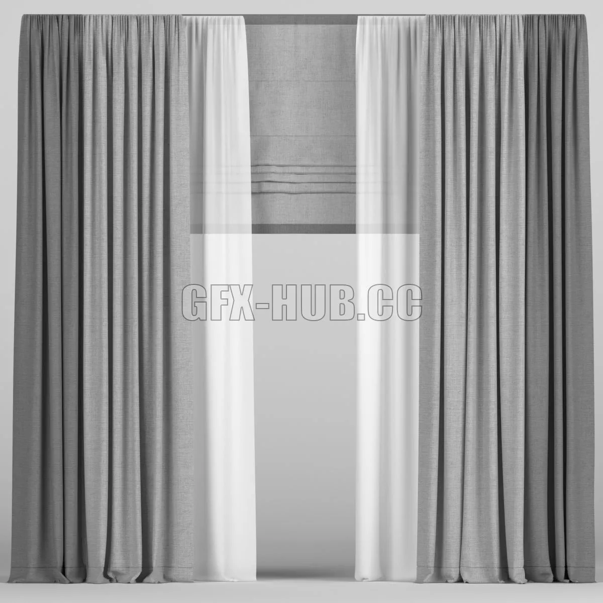 FURNITURE 3D MODELS – Curtains in Two Colors with Roman
