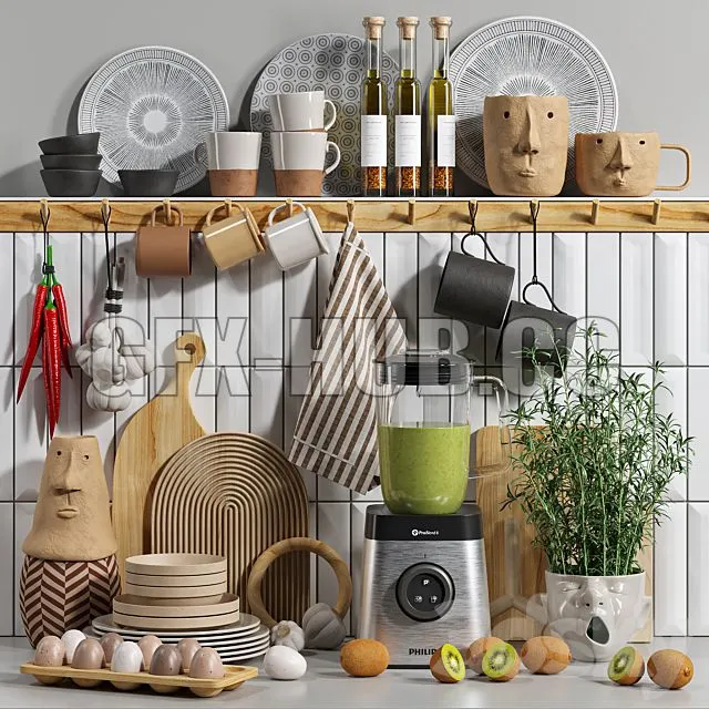FURNITURE 3D MODELS – Decorative Kitchen Set 04