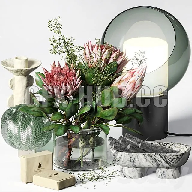 FURNITURE 3D MODELS – Decorative Set 019 with a Bouquet of Proteus