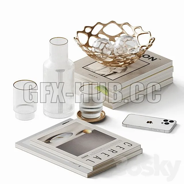 FURNITURE 3D MODELS – Decorative Set for a Coffee Table