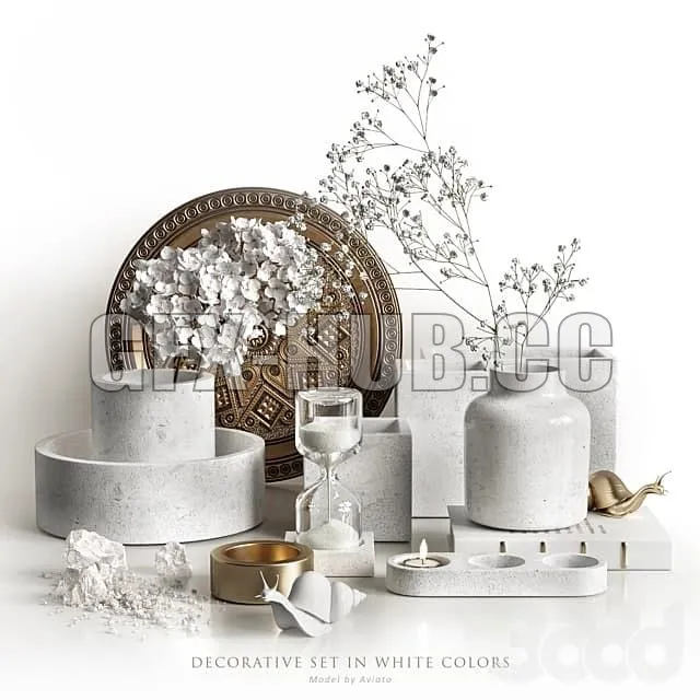 FURNITURE 3D MODELS – Decorative Set in White Colors