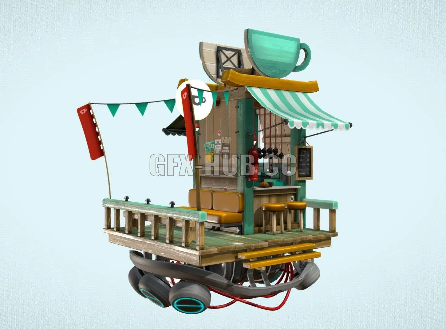 PBR Game 3D Model – Coffee Shop