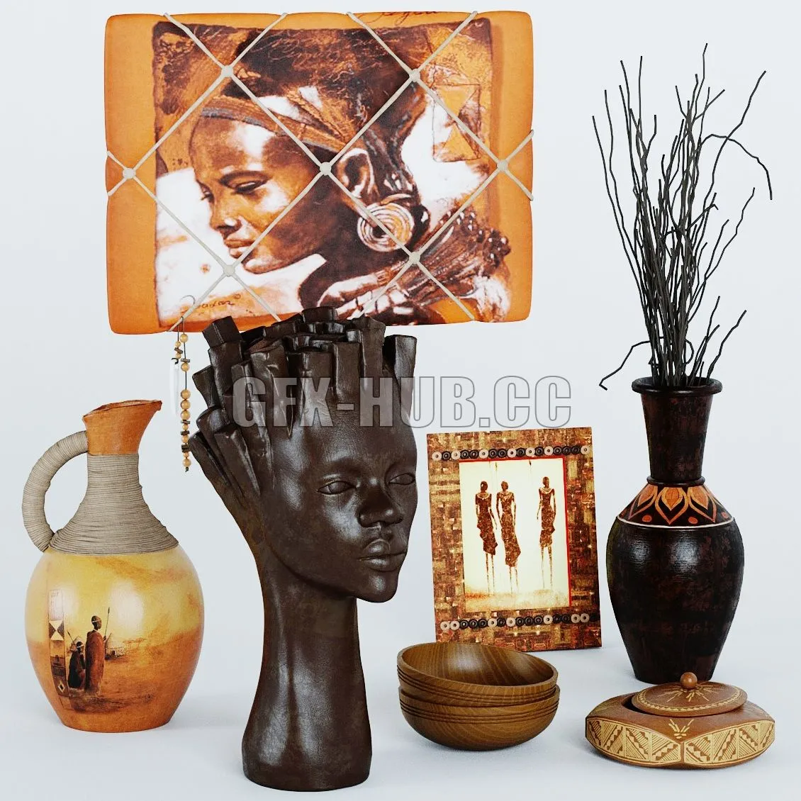 FURNITURE 3D MODELS – Decorative set number 2 (Africa)
