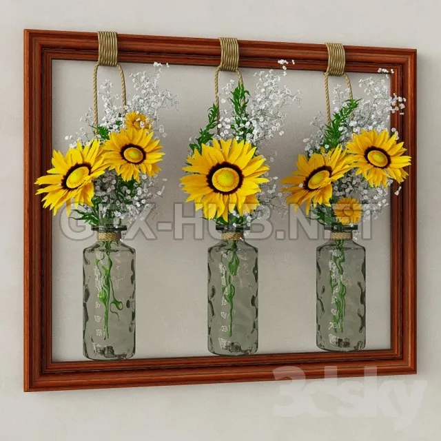 FURNITURE 3D MODELS – Decorative set with sunflowers