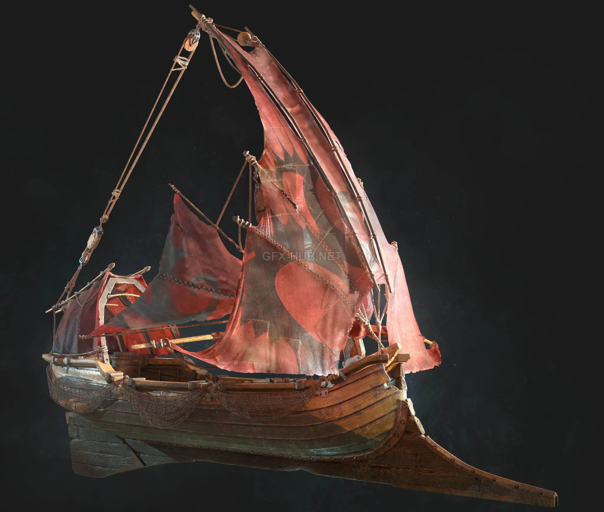 PBR Game 3D Model – Colibri rowboat