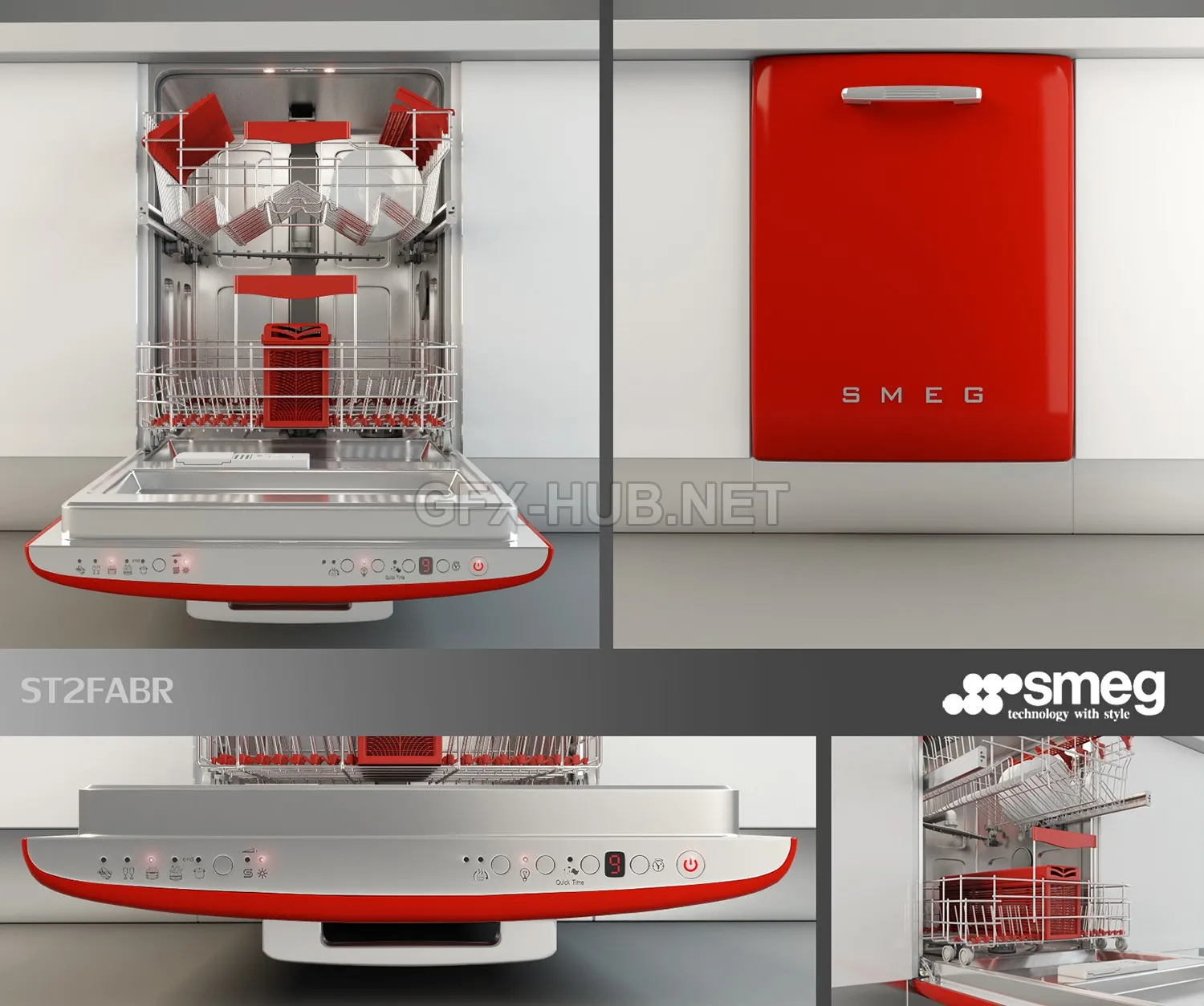 FURNITURE 3D MODELS – Dishwasher smeg ST2FABR