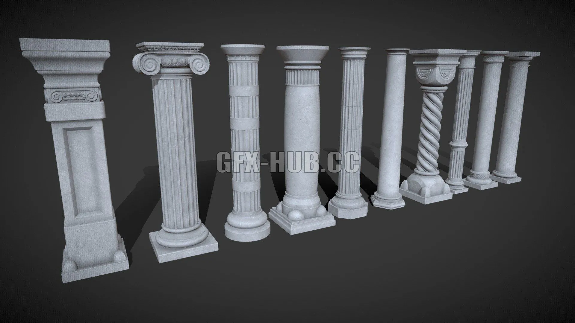PBR Game 3D Model – Columns Collection