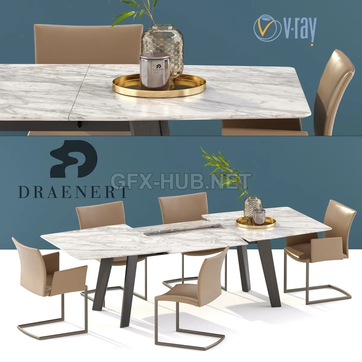 FURNITURE 3D MODELS – DRAENERT Nobile Swing chair Fontana table