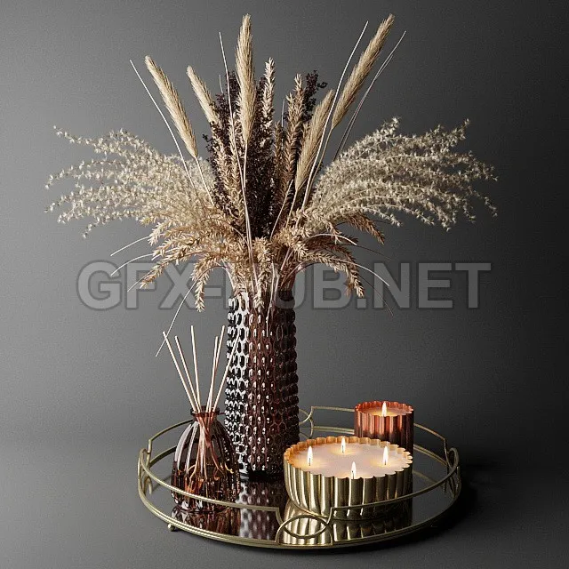 FURNITURE 3D MODELS – Dried-Flowers-in-a-Decorative-Vase