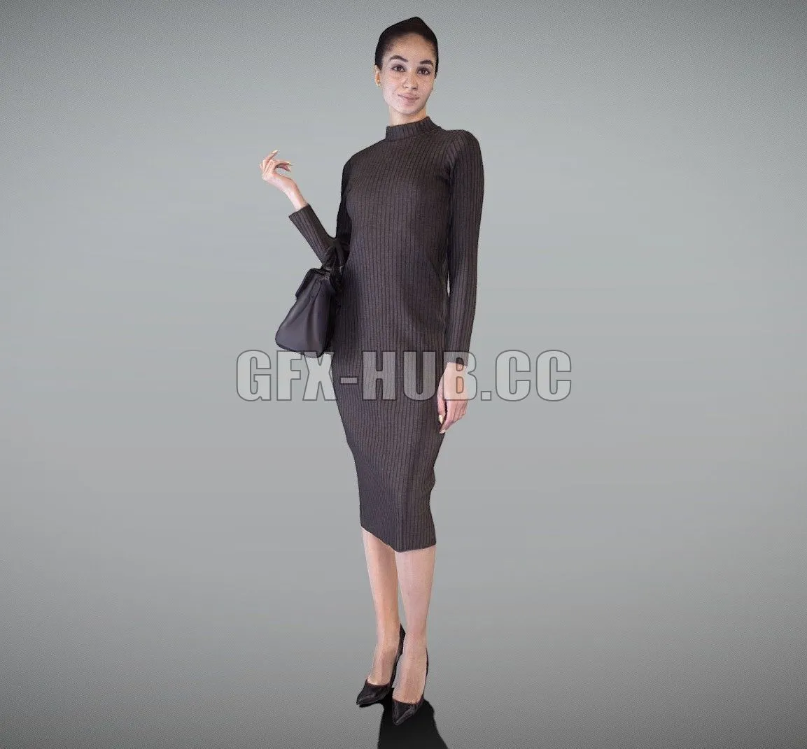 FURNITURE 3D MODELS – Elegant business woman with a bag 208