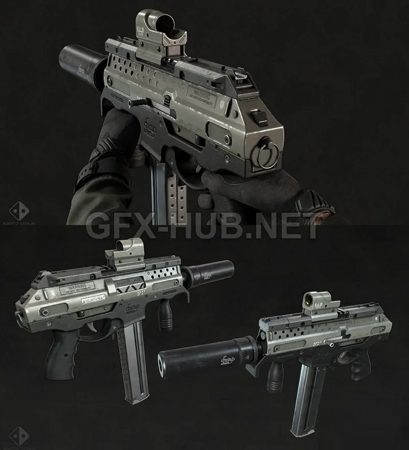 PBR Game 3D Model – Concept 10mm AUTO SMG