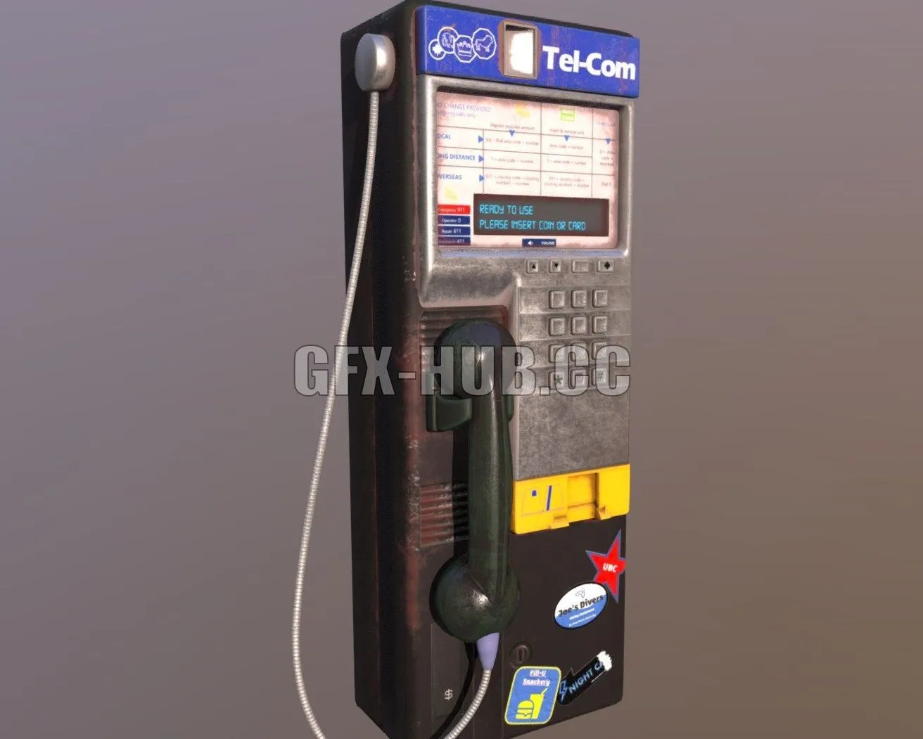 PBR Game 3D Model – A public payphone