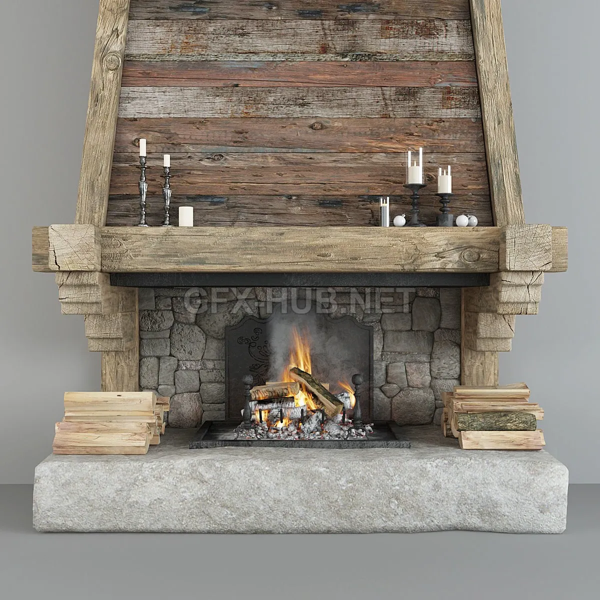 FURNITURE 3D MODELS – Fireplace and decor