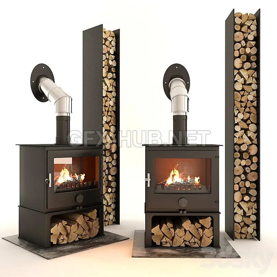 FURNITURE 3D MODELS – Fireplace and firewood