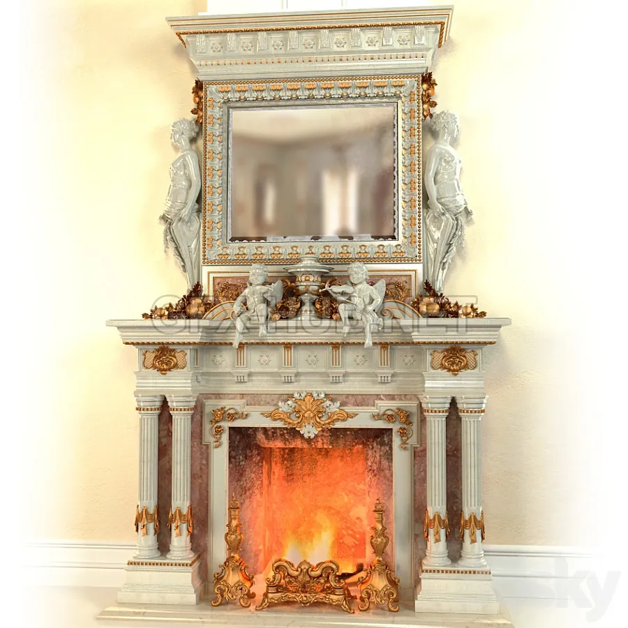 FURNITURE 3D MODELS – Fireplace in the Baroque style