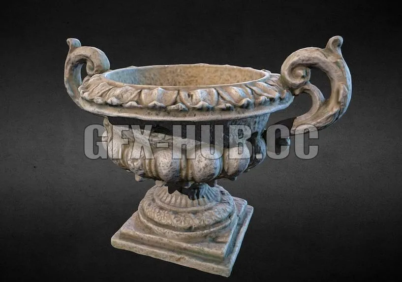 PBR Game 3D Model – Concrete Vase 3D Scan