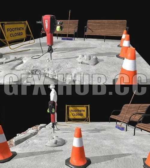 PBR Game 3D Model – Construction Scene