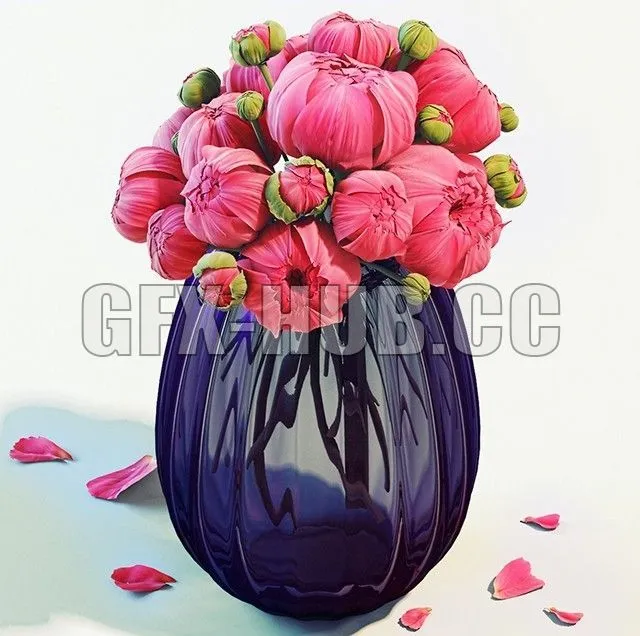 FURNITURE 3D MODELS – Flowers in a blue vase