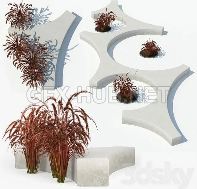 FURNITURE 3D MODELS – Folia bench Graceful Fountain Grass