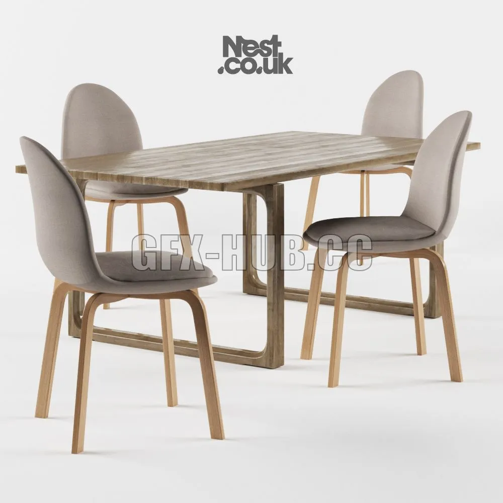 FURNITURE 3D MODELS – Fritz Hansen Sammen Chair and the table