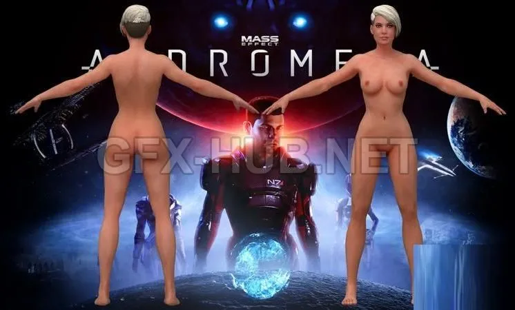 PBR Game 3D Model – Cora Harper Nude – Mass Effect Andromeda