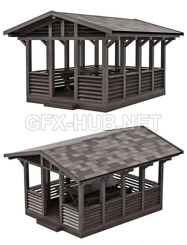 FURNITURE 3D MODELS – Garden gazebo made of wood 05
