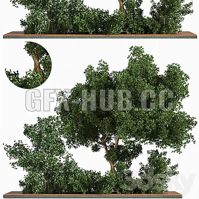 FURNITURE 3D MODELS – Garden Set Grass & Tree