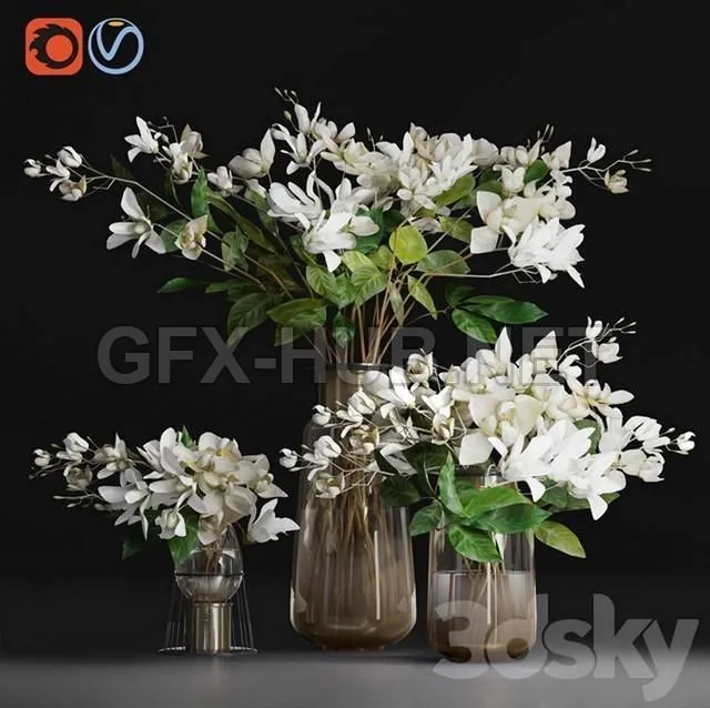 FURNITURE 3D MODELS – Gardenia jasmine bouquet vases