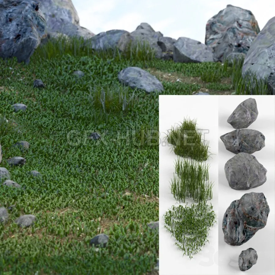 FURNITURE 3D MODELS – Grass and stones SRG