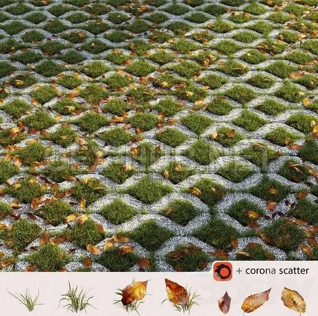 FURNITURE 3D MODELS – Grass in the square brick
