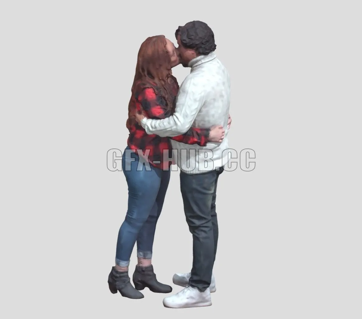 PBR Game 3D Model – Couple kissing each other
