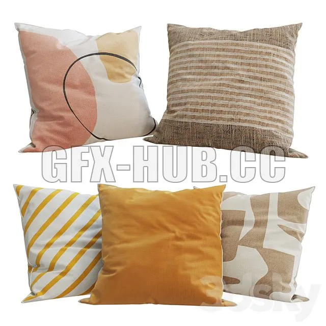 FURNITURE 3D MODELS – H&M Home Decorative Pillows Set 33