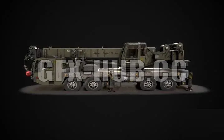 PBR Game 3D Model – Crane Truck