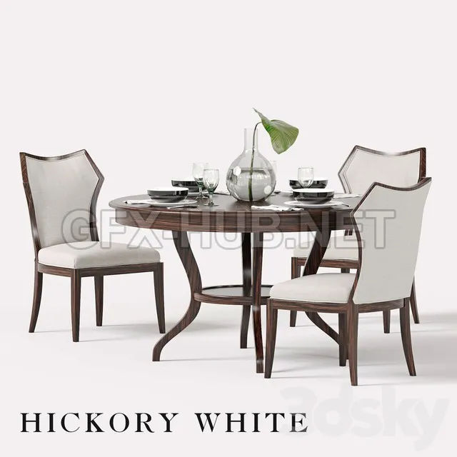 FURNITURE 3D MODELS – Hickory White Halsey Side Chair and Round Dining Table