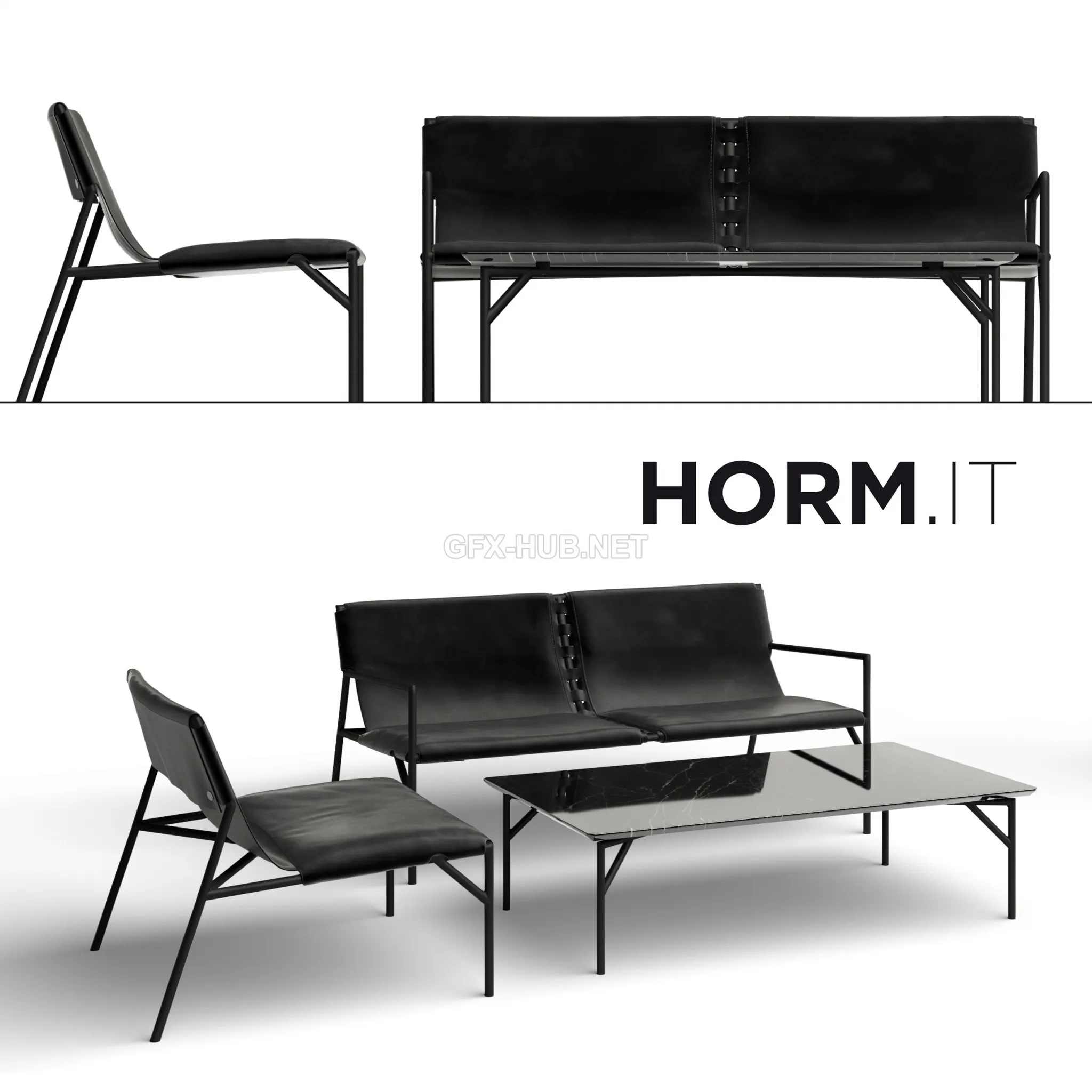 FURNITURE 3D MODELS – HORM.IT Tout le Jour Sofa & Coffee Table