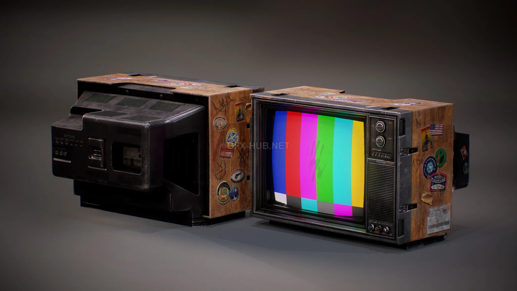 PBR Game 3D Model – CRT Television Set